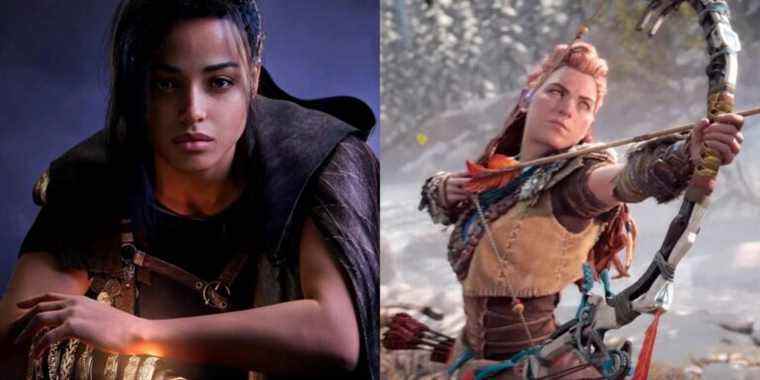 Forspoken protagonist Frey Holland and Horizon Zero Dawn protagonist Aloy