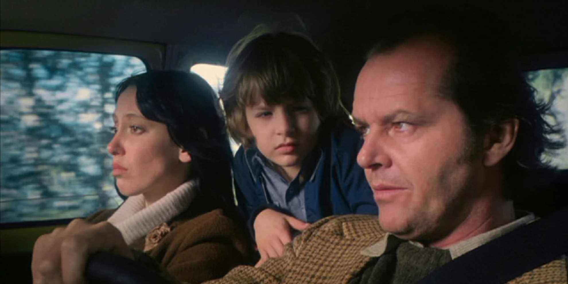 Jack Torrance with his wife Wendy and Danny driving to the Overlook Hotel