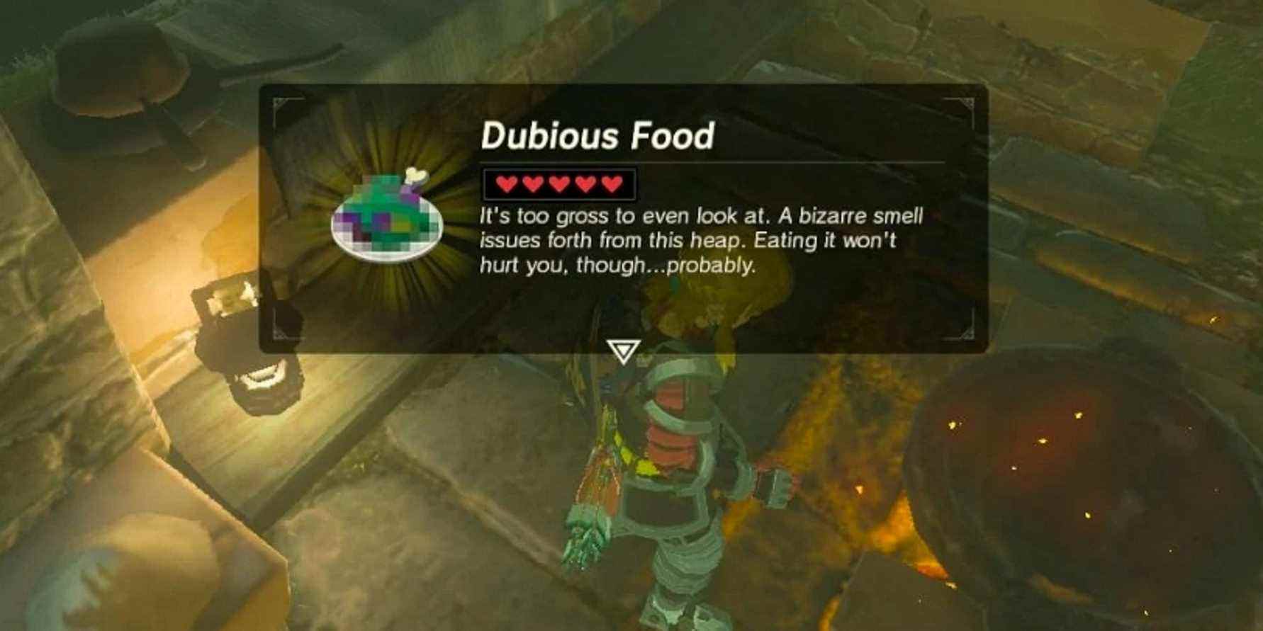 Link cuisine des aliments douteux dans Breath of the WIld