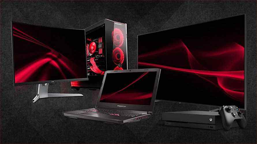 Appareils compatibles AMD FidelityFX Super Resolution, y compris un ordinateur portable de jeu, un PC de jeu et une console de jeux Xbox