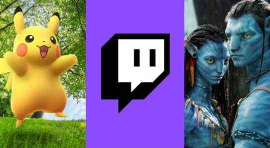 Pikachu, the twitch logo, and the main characters from James Cameron's Avatar