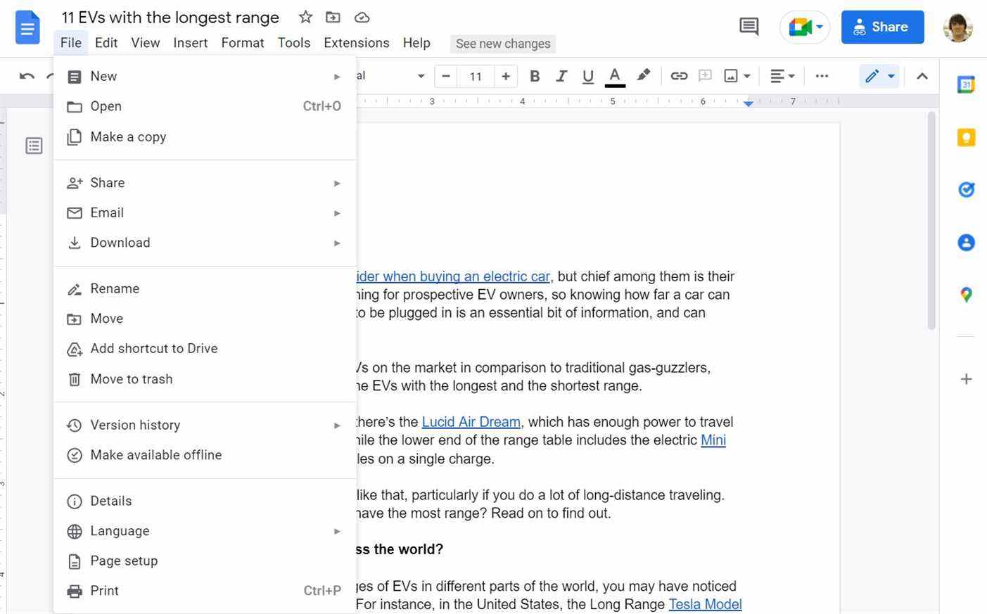 google docs a réorganisé les menus