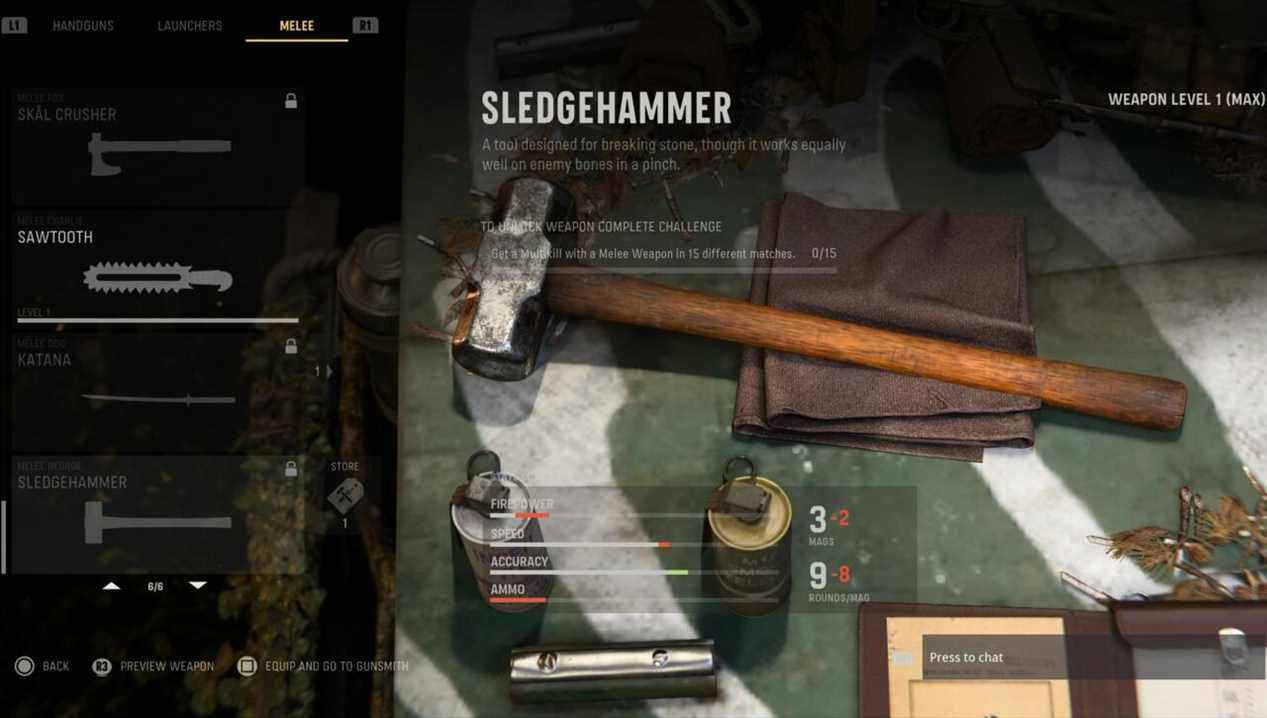 Défi de déverrouillage Sledgehammer de Vanguard