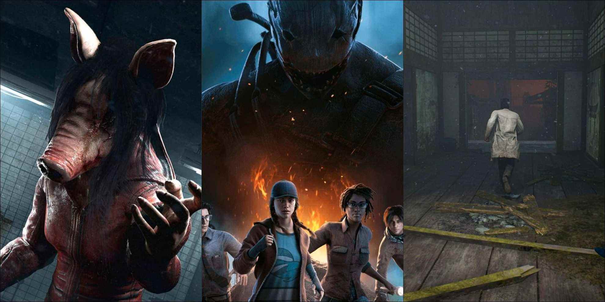 Pig, Trapper, and a fleeing survivor from Dead by Daylight