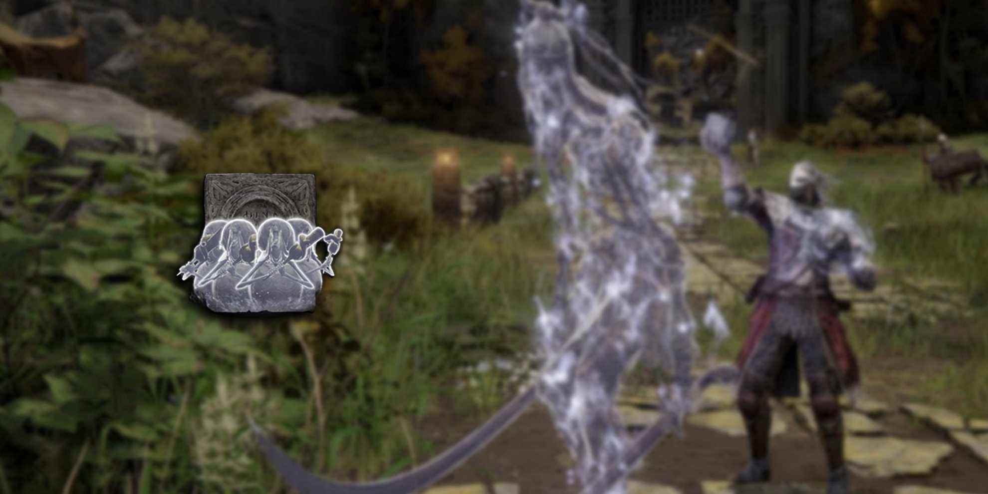 Elden Ring - PNG d'Oracle Envoys Spirit Ash superposé sur l'image du joueur utilisant Spirit Calling Bell