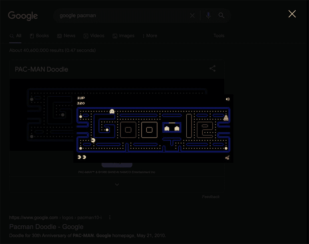 Oeuf de Pâques Google Pacman