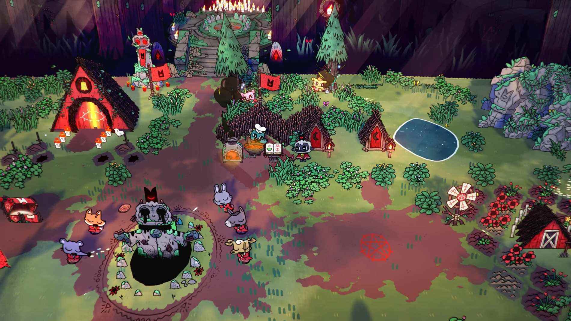 Cult of the Lamb aperçu PAX East 2022 Devolver Digital Massive Monster roguelite action RPG management sim