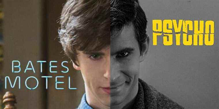 Freddie Highmore and Anthony Perkins as Norman Bates