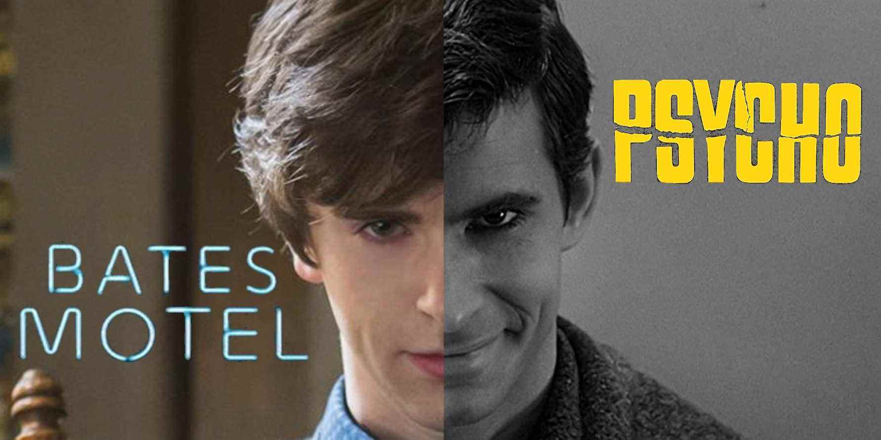 Freddie Highmore and Anthony Perkins as Norman Bates