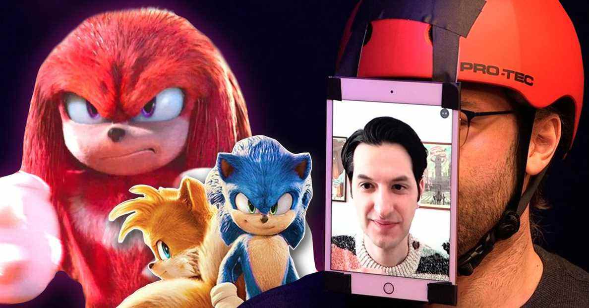 Ben Schwartz est un casque iPad dans notre suite d'interview Sonic 2
