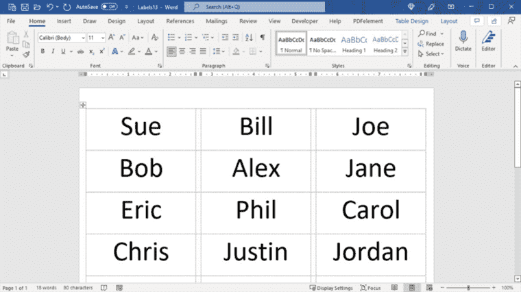 Comment créer des étiquettes de nom dans Microsoft Word