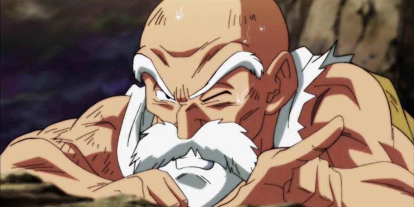 Dragon Ball Super Capture d'écran de MAster Roshi pendant le tournoi du pouvoir