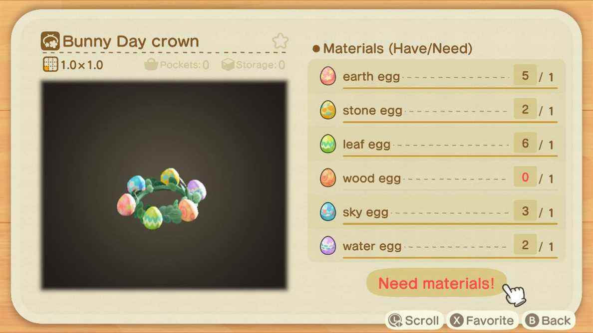 Une recette artisanale pour une couronne Bunny Day dans Animal Crossing: New Horizons