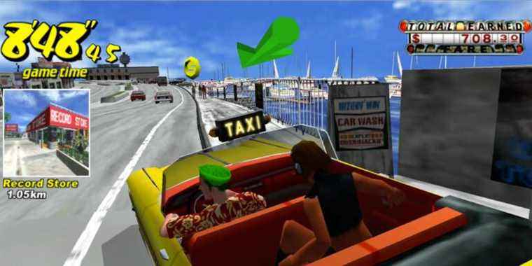 Taking customers to the Record Store in Crazy Taxi