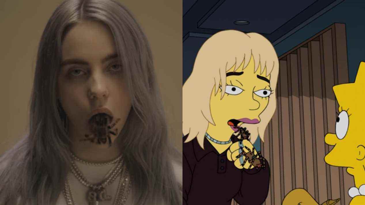 Billie Eilish avec des araignées dans le court métrage des Simpson et vous devriez me voir dans le clip de Crown