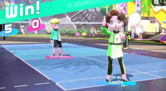 Two Sportsmates after a badminton match in Nintendo Switch Sports