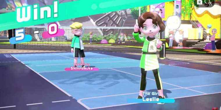 Two Sportsmates after a badminton match in Nintendo Switch Sports