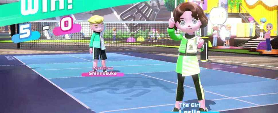 Two Sportsmates after a badminton match in Nintendo Switch Sports