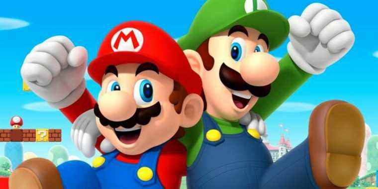 Mario & Luigi holding each other in a 