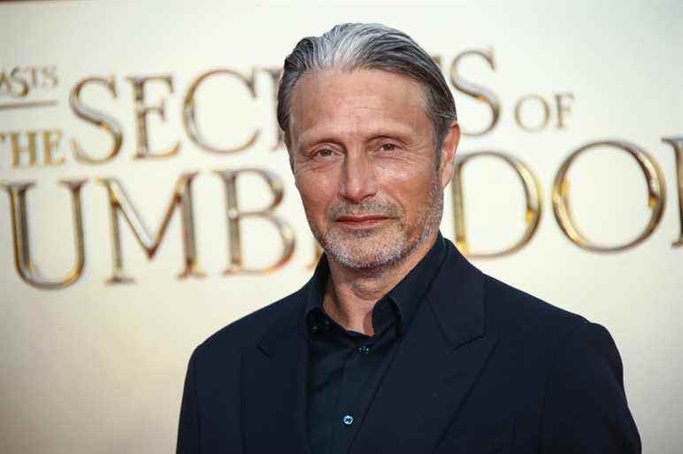 Mads Mikkelsen poses for photographers upon arrival at the World premiere of the film 'Fantastic Beasts: The Secrets of Dumbledore' in London Tuesday, March 29, 2022. (Photo by Joel C Ryan/Invision/AP)