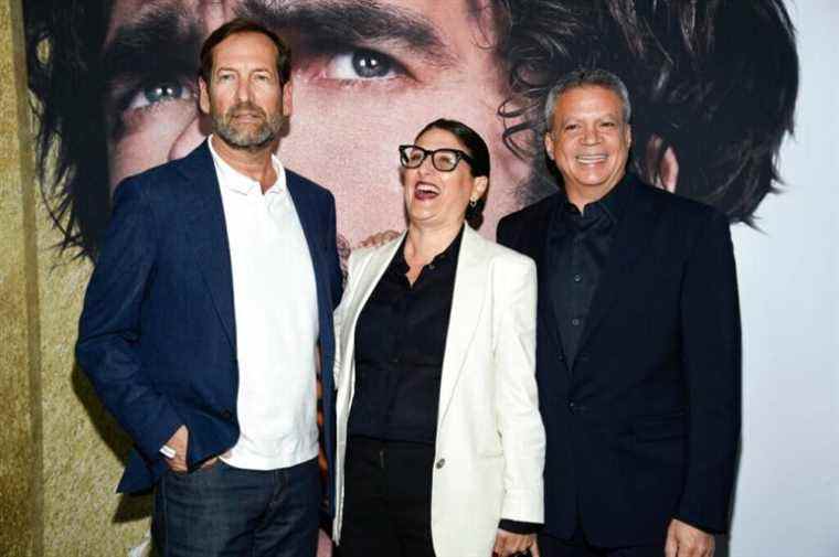 MGM chairman Kevin Ulrich, left, MGM Motion Picture Group president Pam Abdy and MGM Motion Picture Group chairman Michael De Luca attend a special screening of "Cyrano" at the SVA Theatre on Wednesday, Feb. 23, 2022, in New York. (Photo by Evan Agostini/Invision/AP)