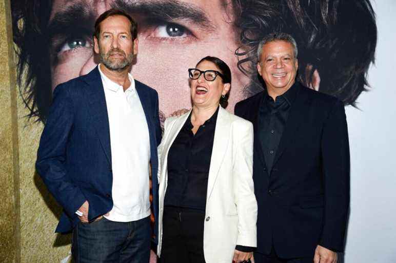 MGM chairman Kevin Ulrich, left, MGM Motion Picture Group president Pam Abdy and MGM Motion Picture Group chairman Michael De Luca attend a special screening of "Cyrano" at the SVA Theatre on Wednesday, Feb. 23, 2022, in New York. (Photo by Evan Agostini/Invision/AP)