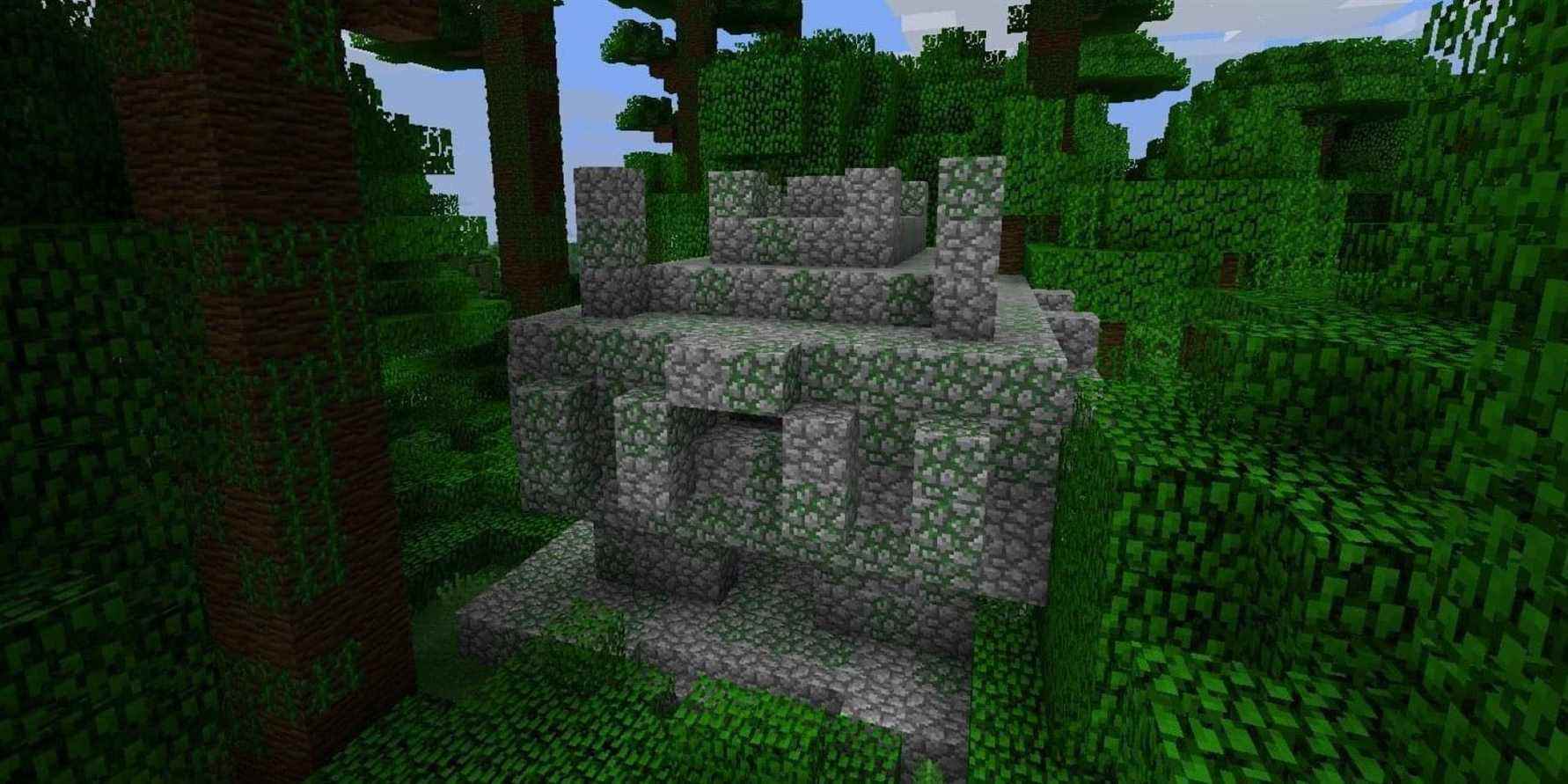 Close up of a Minecraft Jungle temple