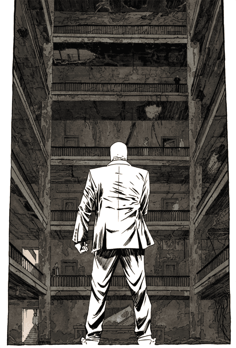 M. Knight se tient à la base d'un immeuble, prêt à botter le cul de tout le monde dans Moon Knight # 5 (Marvel Comics, 2014)