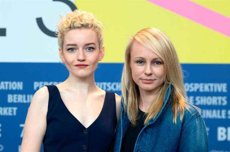 Julia Garner and Kitty Green attending The Assistant Press Conference as part of the 70th Berlinale (Berlin International Film Festival) in Berlin, Germany on February 23, 2020. Photo by Aurore Marechal/Abaca/Sipa USA(Sipa via AP Images)