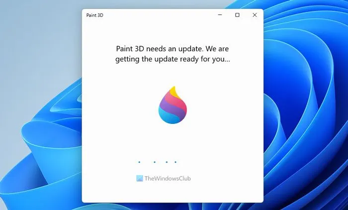 Paint 3D bloqué sur Nous préparons la mise à jour pour vous