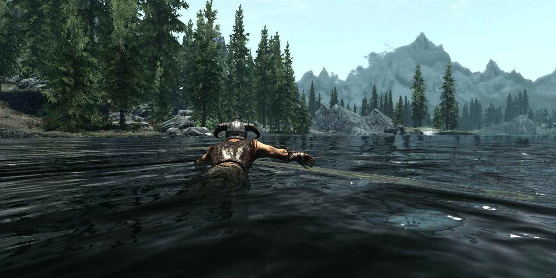 skyrim swimming