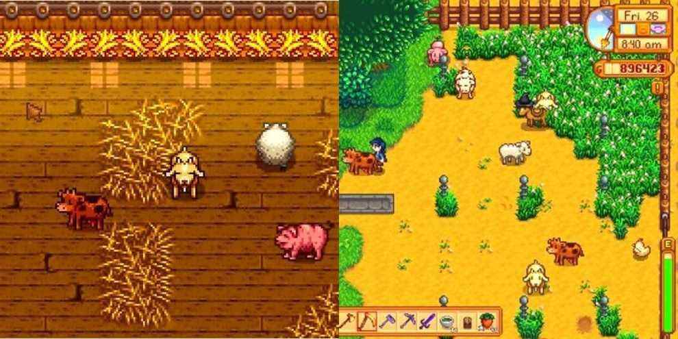 Stockage de foin Stardew Valley et aménagement extérieur Image fractionnée