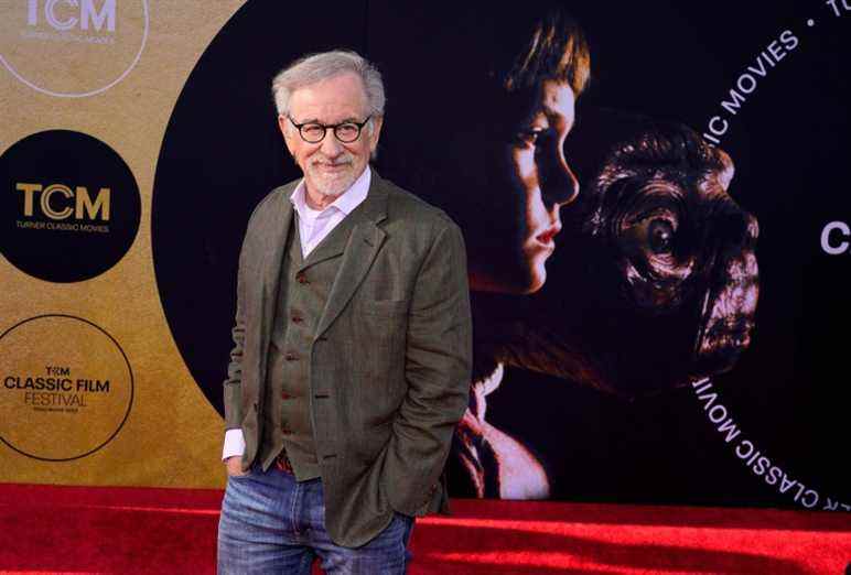 Steven Spielberg, director of the classic 1982 film "E.T. the Extra-Terrestrial," poses at a 40th anniversary screening of the film on the opening night of the TCM Classic Film Festival, Thursday, April 21, 2022, at the TCL Chinese Theatre in Los Angeles. (AP Photo/Chris Pizzello)