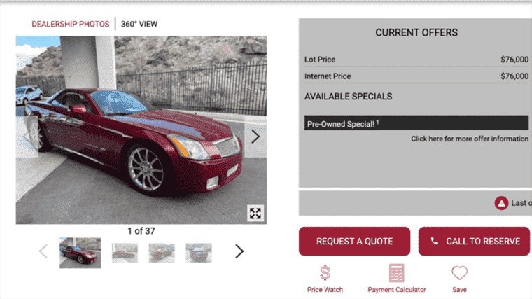 Un concessionnaire demande de l’argent pour une nouvelle voiture de sport pour chacune de ses Cadillac XLR-V d’occasion