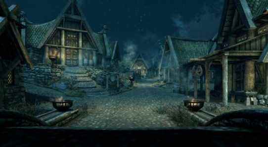 skyrim whiterun at night feature