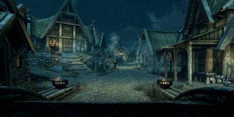 skyrim whiterun at night feature