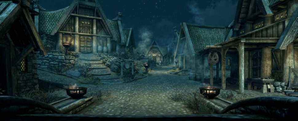 skyrim whiterun at night feature