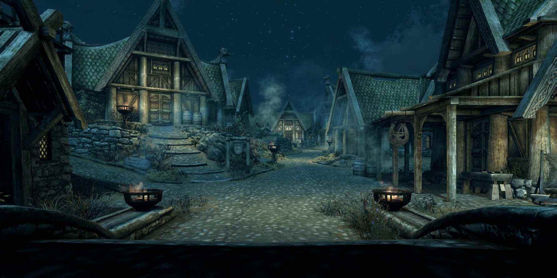 skyrim whiterun at night feature