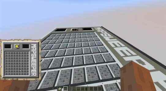 Screenshot from Minecraft showing a giant Minesweeper game.