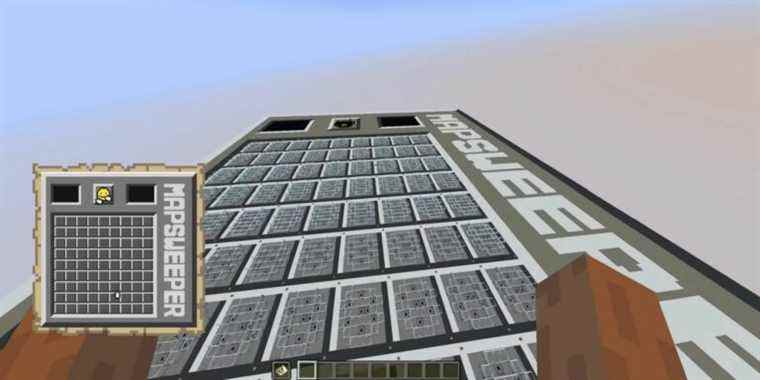 Screenshot from Minecraft showing a giant Minesweeper game.