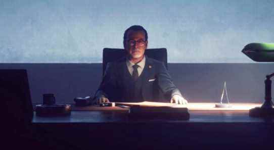 Former Bureau Director Zachariah Trench sitting at his desk in a Control cutscene