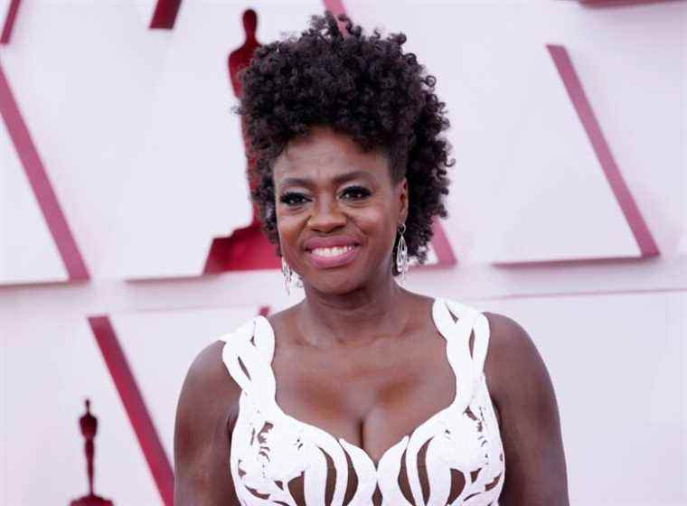 Viola Davis arrives at the Oscars on Sunday, April 25, 2021, at Union Station in Los Angeles. (AP Photo/Chris Pizzello, Pool)