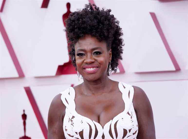 Viola Davis arrives at the Oscars on Sunday, April 25, 2021, at Union Station in Los Angeles. (AP Photo/Chris Pizzello, Pool)