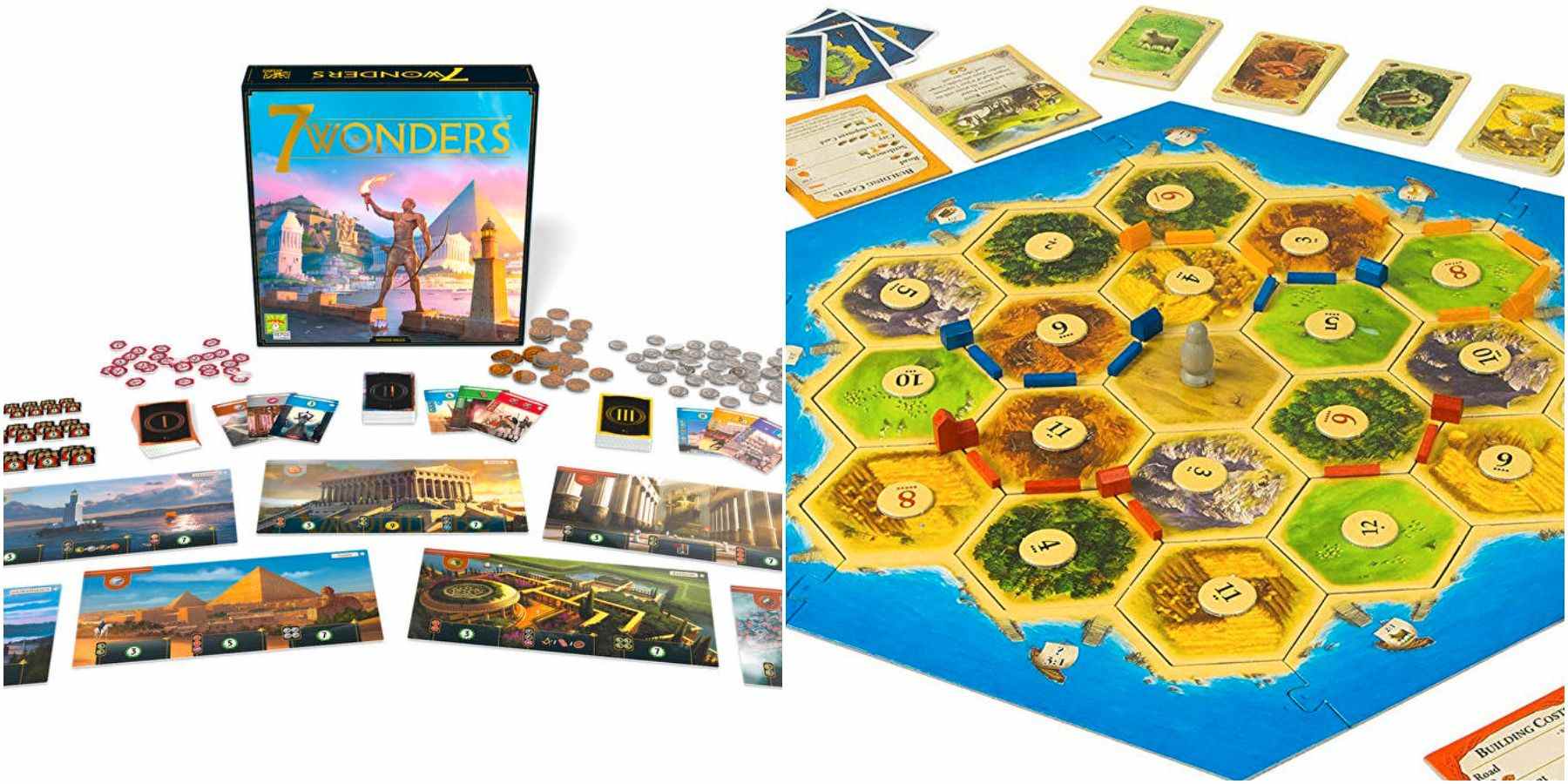 (Left) 7 Wonders (Right) Catan