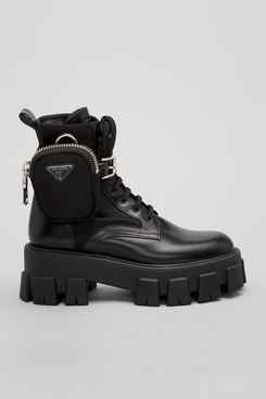 Bottines de combat Prada en cuir avec poche zippée