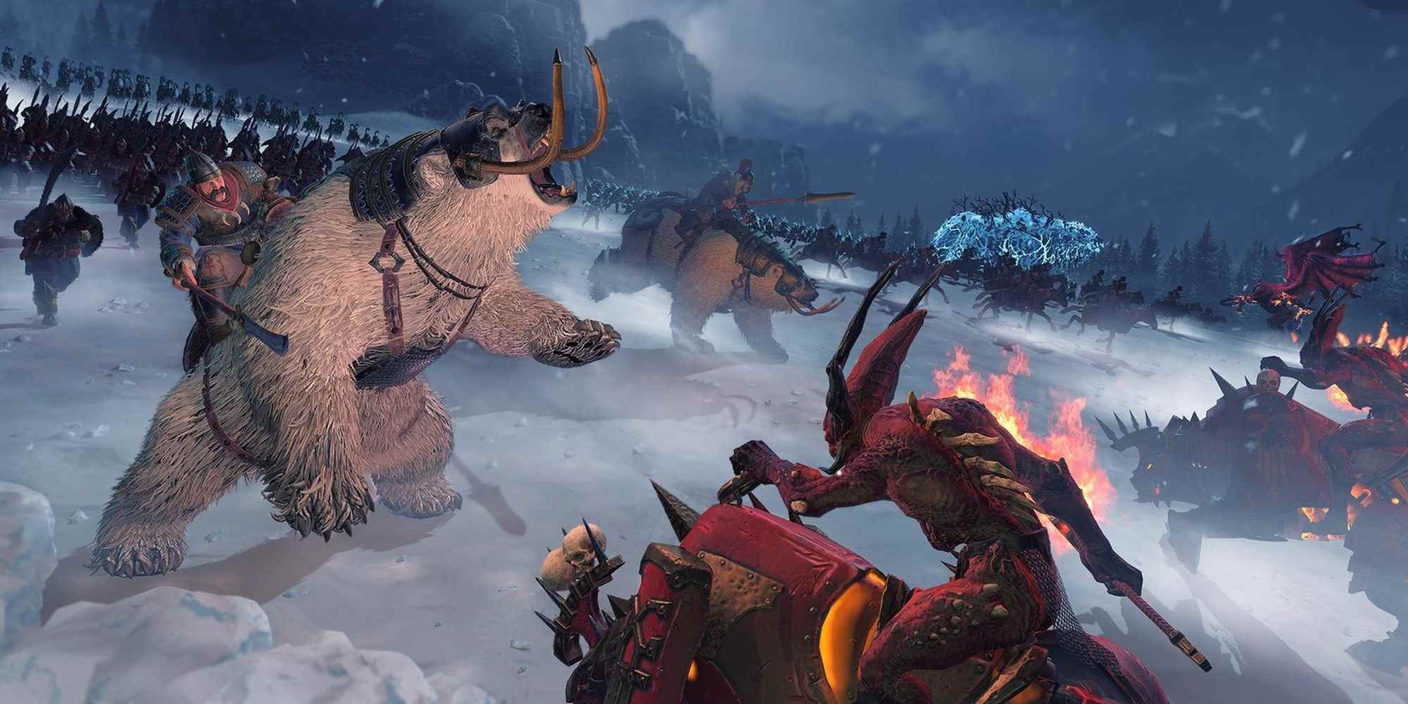 Total War: Warhammer 3 Kislev Bear Riders Versus Khorne Chaos Cavalry