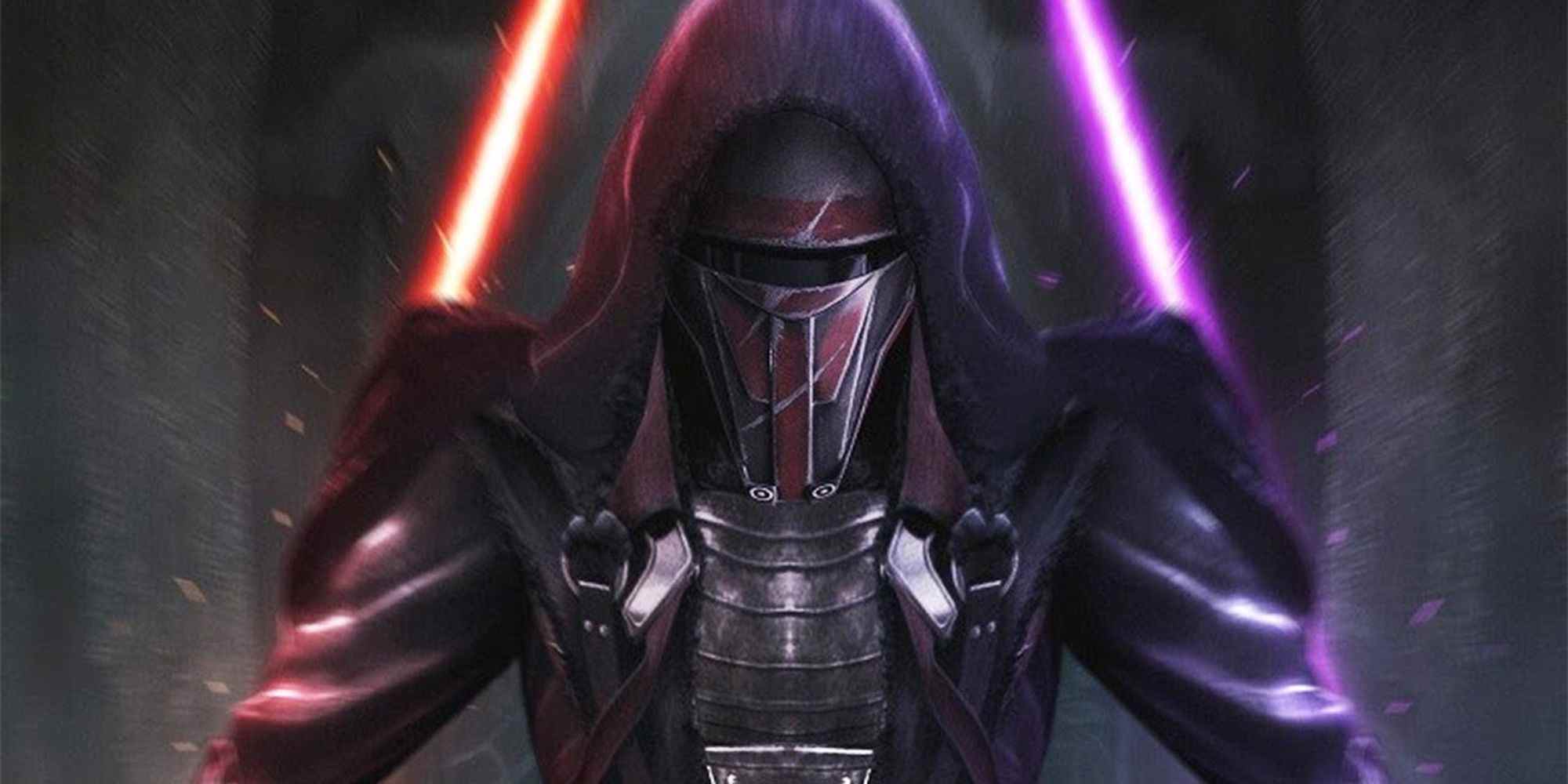 Dark Revan avec des sabres laser recadrés