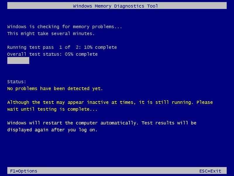 Outil de diagnostic de la mémoire Windows en cours d'exécution