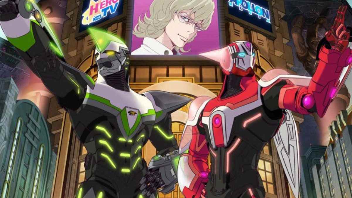 Tiger et Bunny, debout dans une rue de la ville, capture d'écran de la saison 2