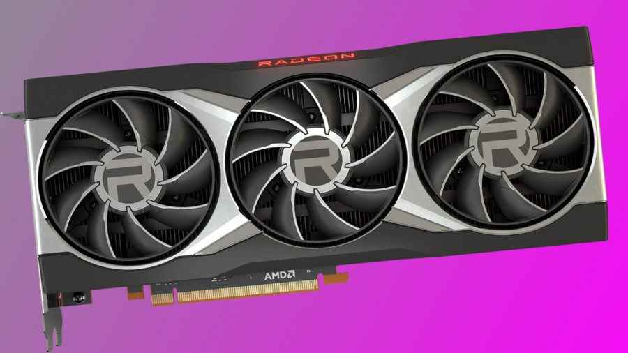 AMD Radeon RX 7900 XT : GPU AMD de génération actuelle sur fond rose